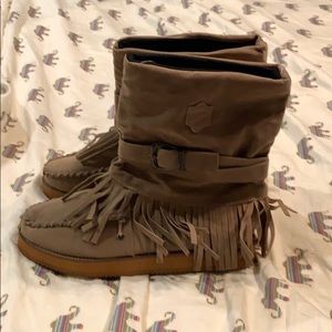 Fringe moccasin booties